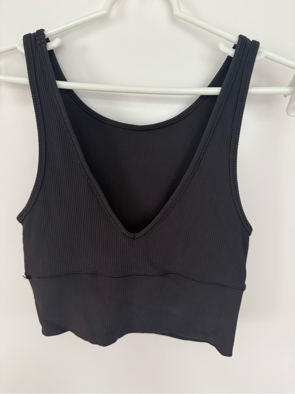 Lululemon Athletica Power Pivot Reversible Black Ribbed Crop Tank